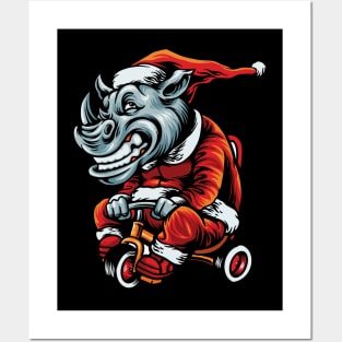 Rhino Santa Claus Christmas Gift Posters and Art